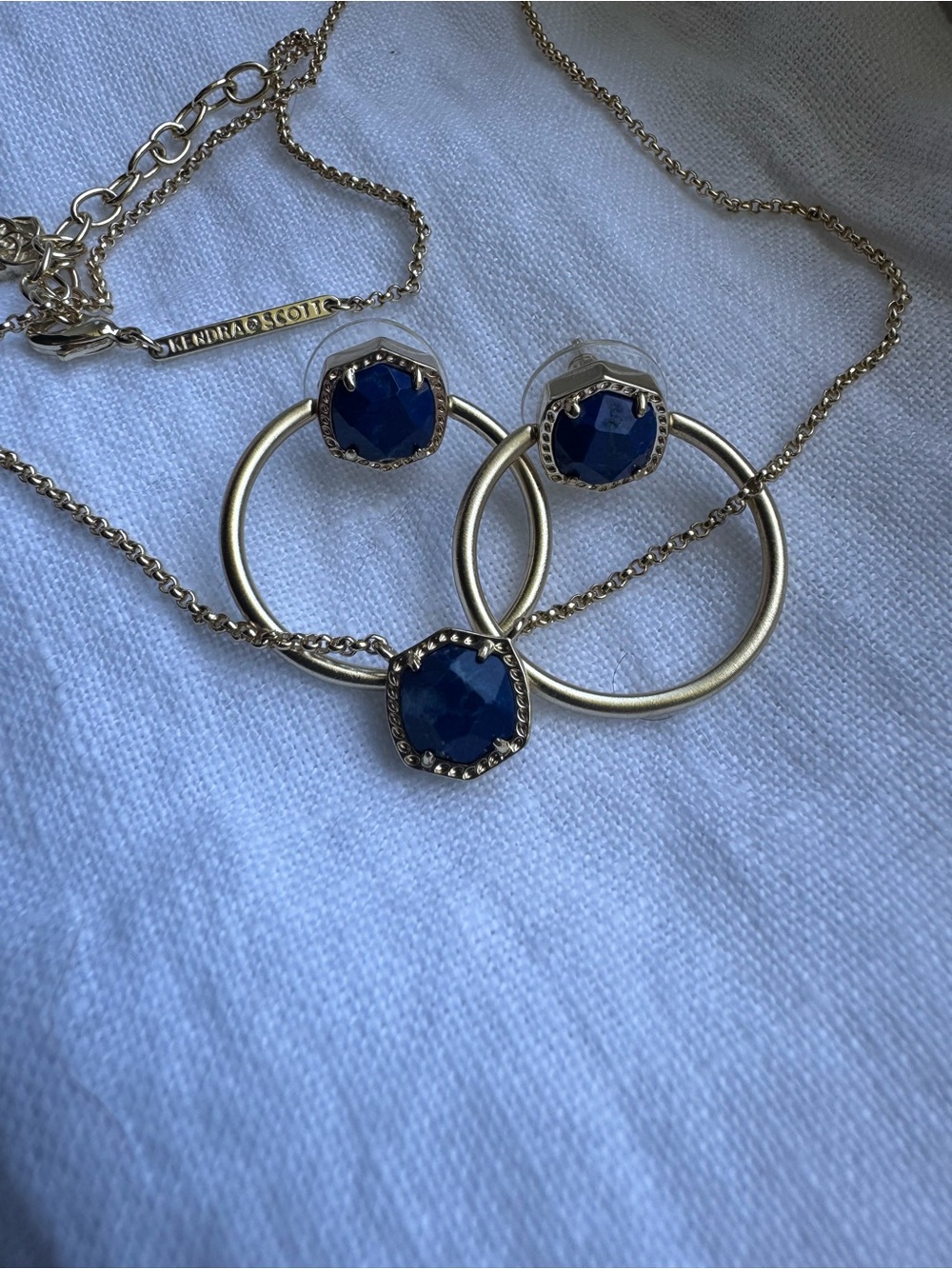 Kendra Scott Rose Gold/ Gold/ Silver Drusy Necklace and Stud Earring Set.